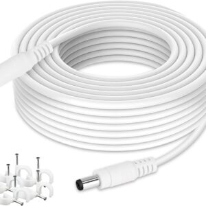 DC Power Extension Cable 33ft 2.1mm x 5.5mm Compatible with 12v Power Adapter Extension Cable for CCTV Security Camera IP WiFi Camera Standalone DVR (33ft,5.5mm Plug, White)